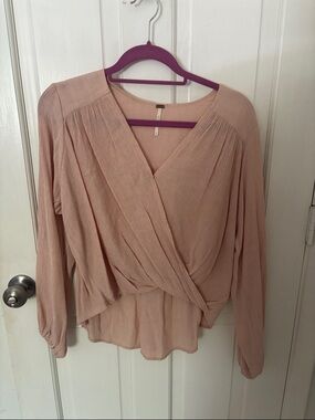 Free People Dusty Rose Long-Sleeve Wrap Top